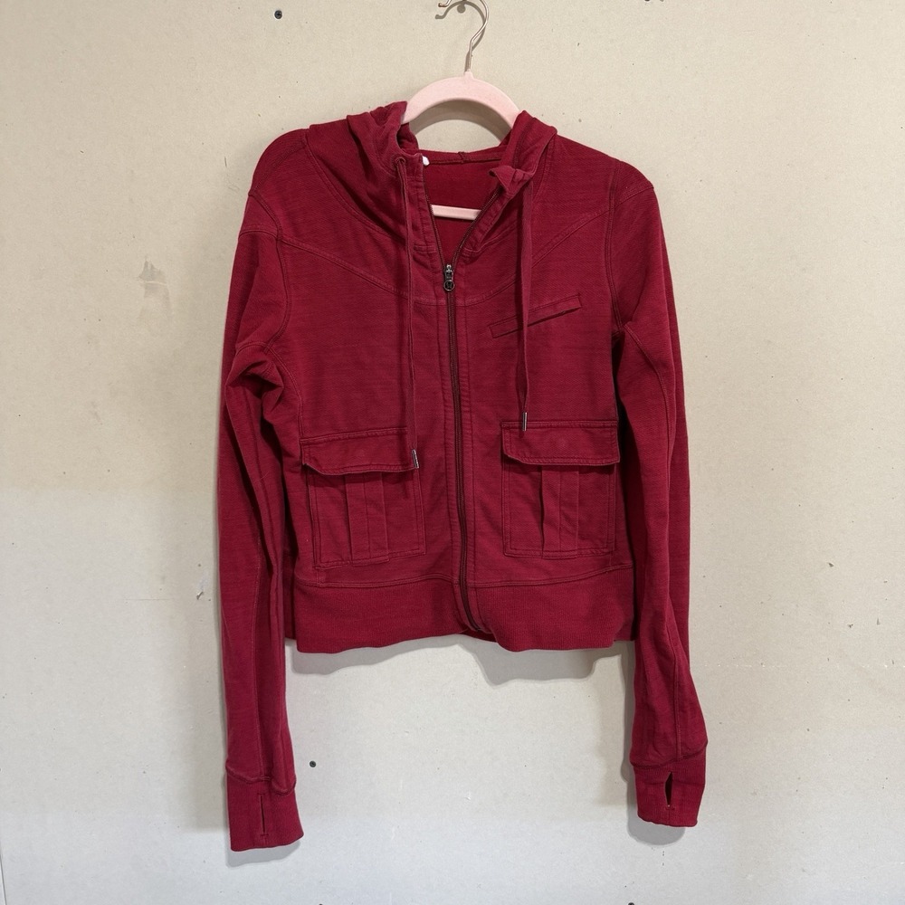 Lululemon Carry And Go Hoodie Deepest Cranberry Cargo Full Zip Size 8